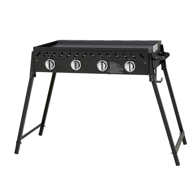 4 Burner BBQ Solid Plate with Folding Legs