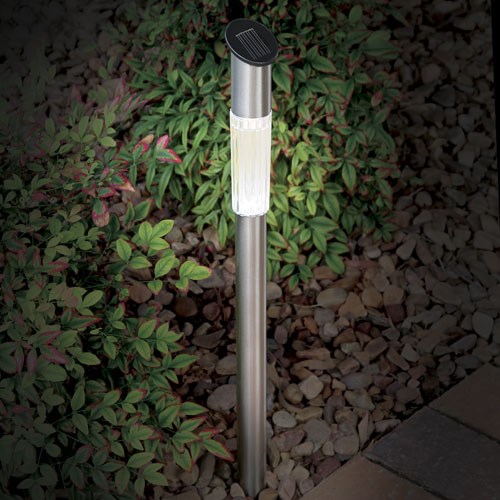 Slim Stainless Steel Solar Bollard Light