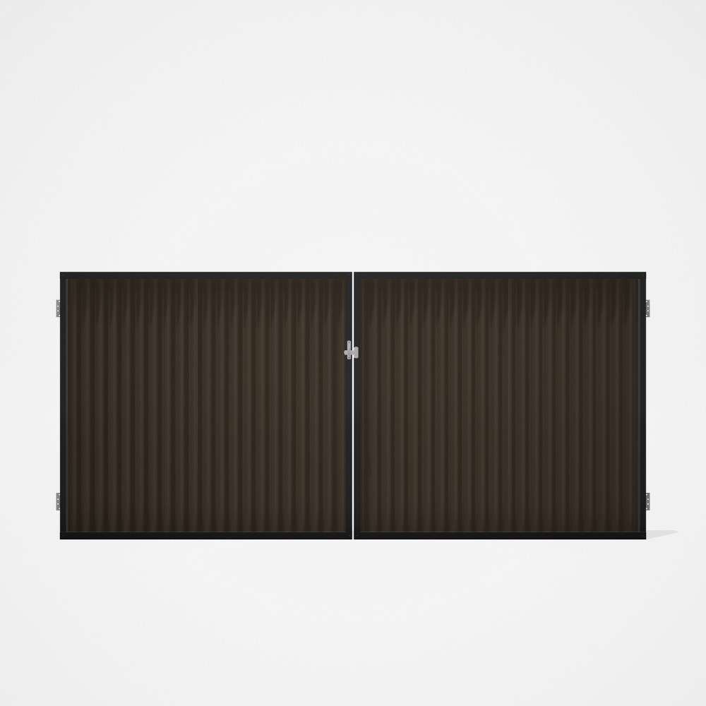 Good Neighbour® CGI Gate Premium .35 BMT Double 1.5m High Sheet: Banyan Brown, Frame: Ebony