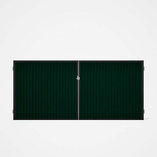 Good Neighbour® CGI Gate Premium .35 BMT Double 1.5m High Sheet: Caulfield Green, Frame: Ebony