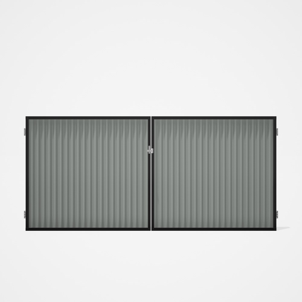 Good Neighbour® CGI Gate Premium .35 BMT Double 1.5m High Sheet: Gull Grey, Frame: Ebony