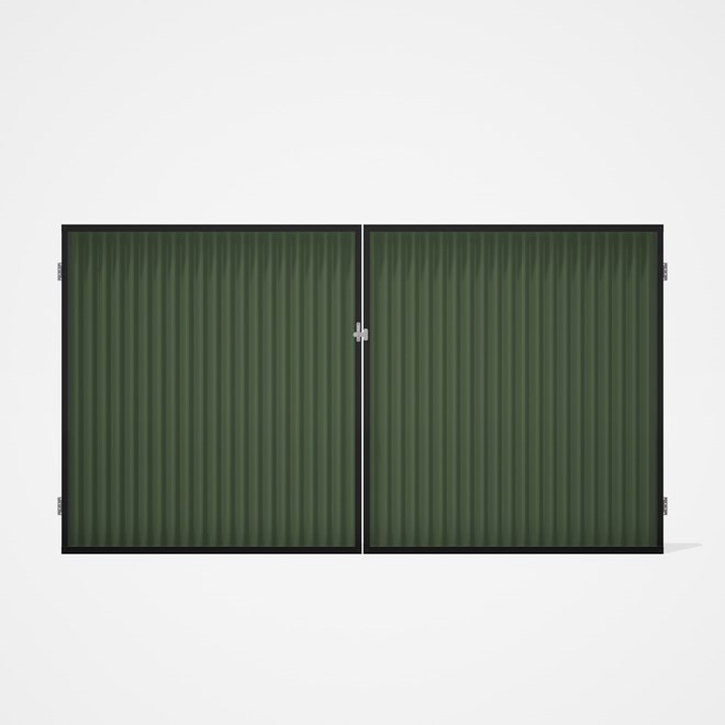 Good Neighbour® CGI Gate Premium .35 BMT Double 1.8m High Sheet: Mist Green, Frame: Ebony