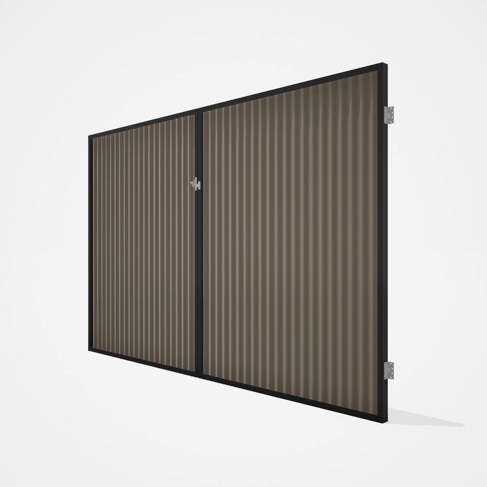 Good Neighbour® CGI Gate Premium .35 BMT Double 2.1m High Sheet: Beige, Frame: Ebony