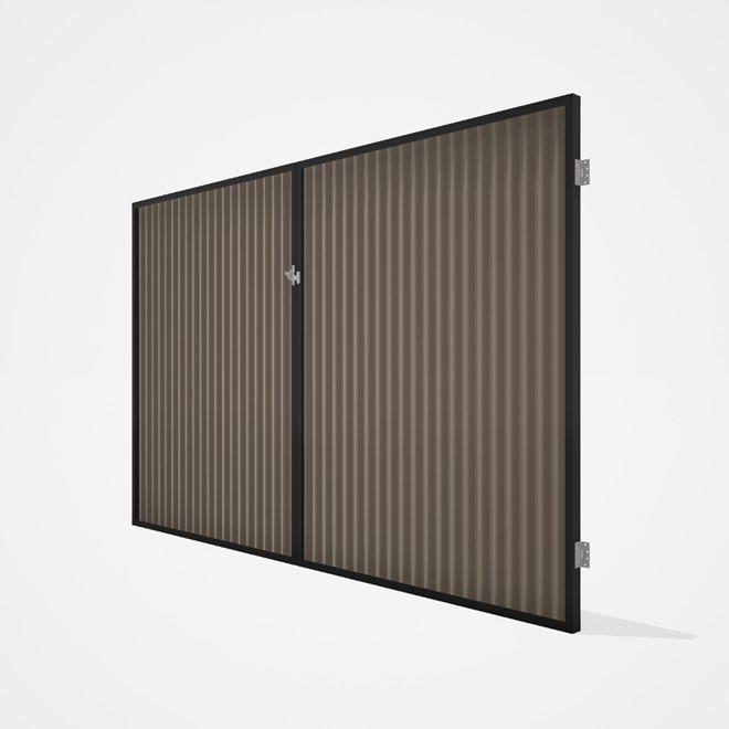 Good Neighbour® CGI Gate Premium .35 BMT Double 2.1m High Sheet: Beige, Frame: Ebony