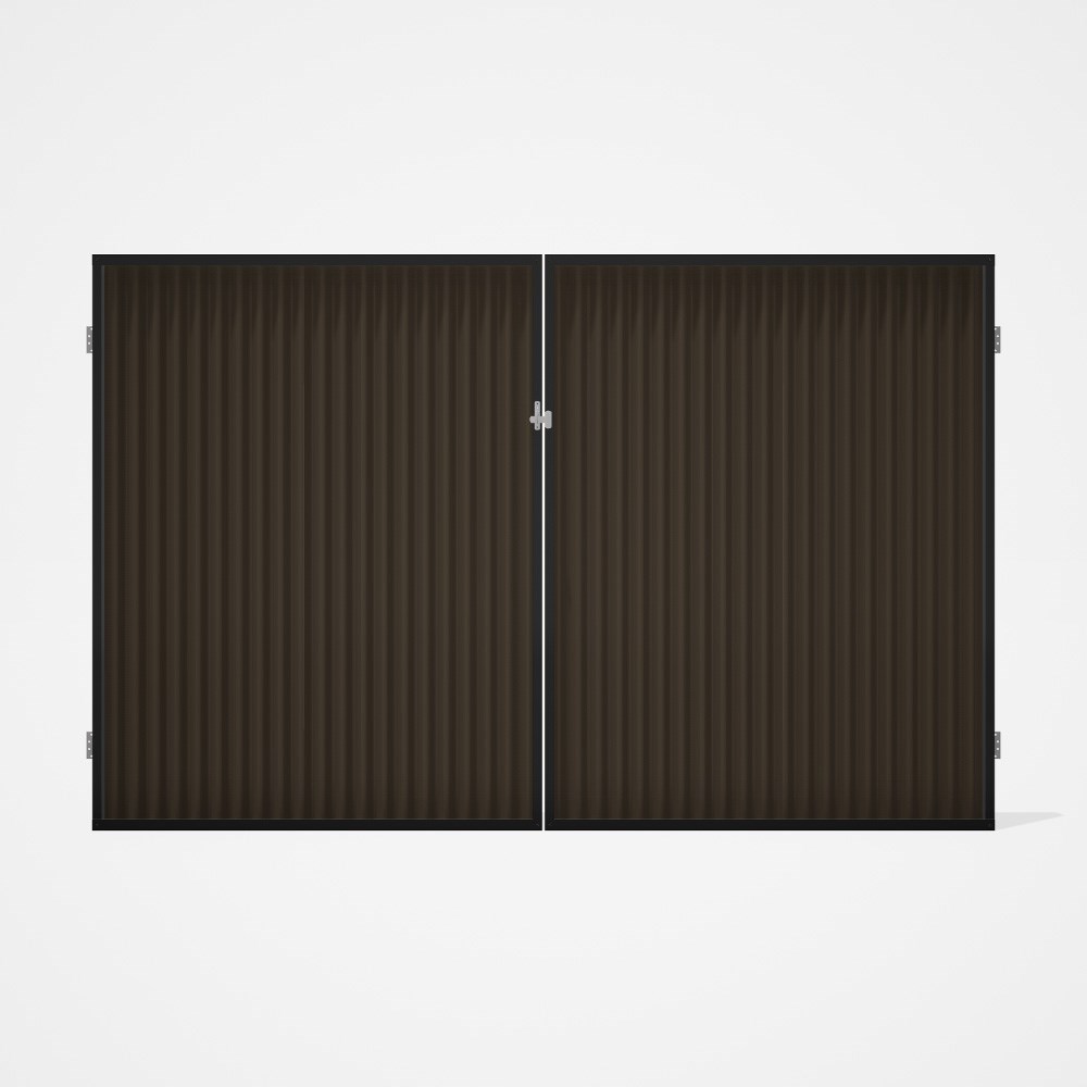 Good Neighbour® CGI Gate Premium .35 BMT Double 2.1m High Sheet: Banyan Brown, Frame: Ebony