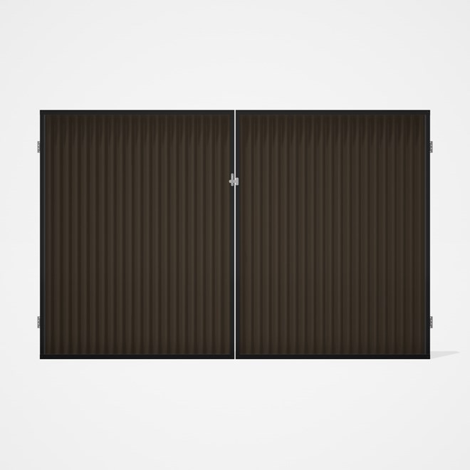 Good Neighbour® CGI Gate Premium .35 BMT Double 2.1m High Sheet: Banyan Brown, Frame: Ebony