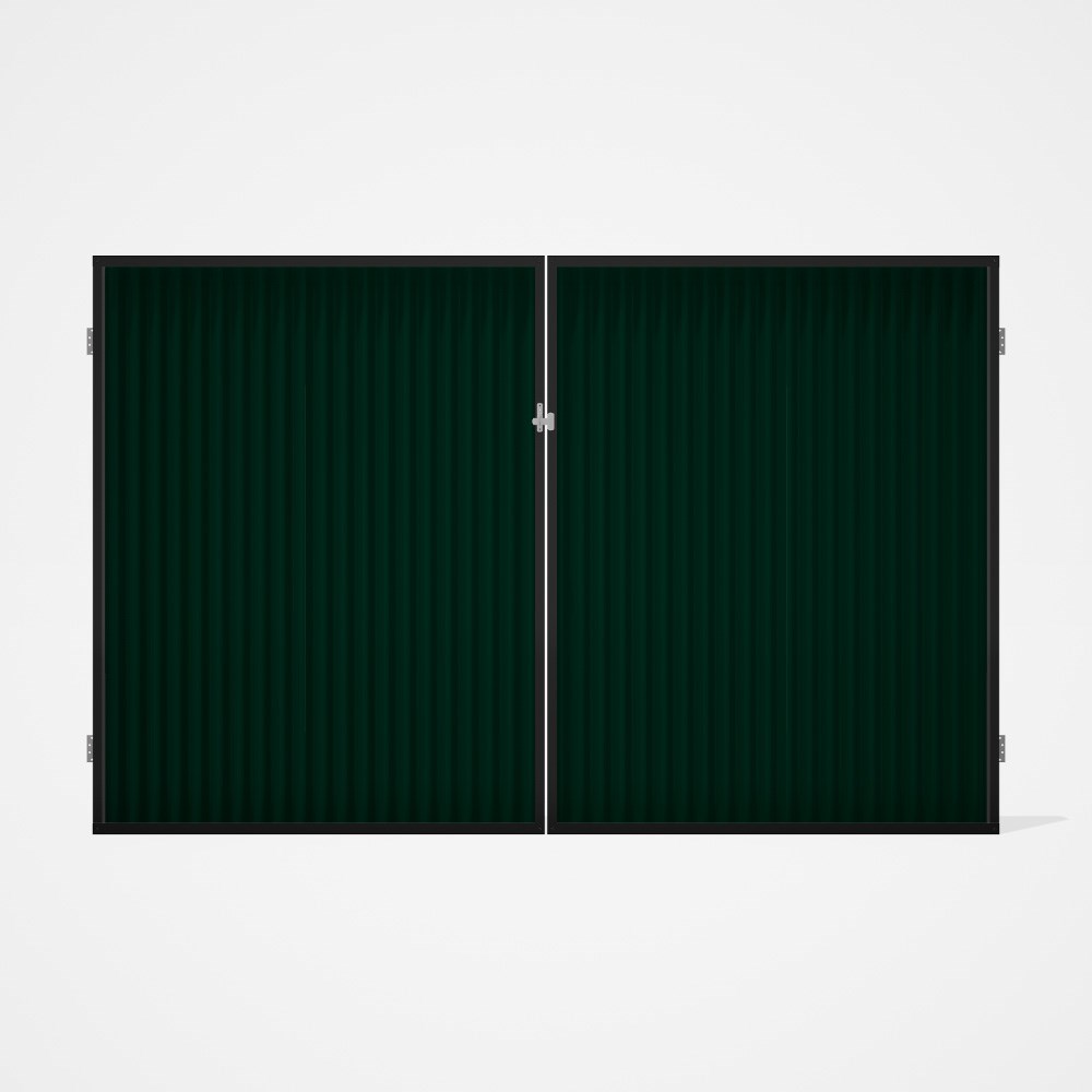 Good Neighbour® CGI Gate Premium .35 BMT Double 2.1m High Sheet: Caulfield Green, Frame: Ebony