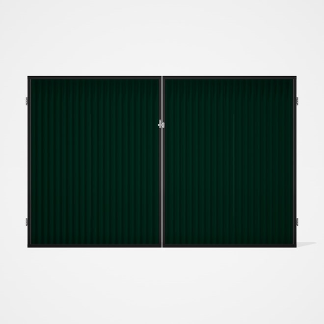 Good Neighbour® CGI Gate Premium .35 BMT Double 2.1m High Sheet: Caulfield Green, Frame: Ebony