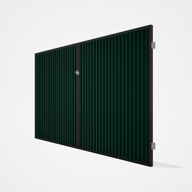 Good Neighbour® CGI Gate Premium .35 BMT Double 2.1m High Sheet: Caulfield Green, Frame: Ebony