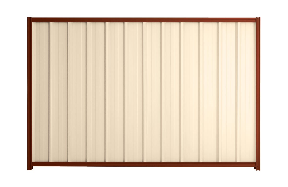 Good Neighbour Superdek 1500mm High Fence Panel Sheet: Primrose, Post/Track: Heritage Red