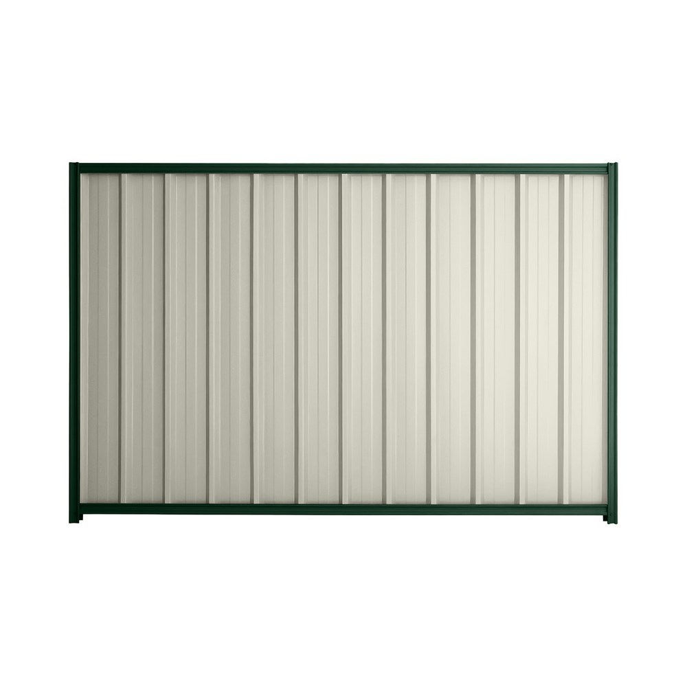 Good Neighbour® Superdek® 1500mm High Fence Panel Sheet: Off White Post/Track: Caulfield Green