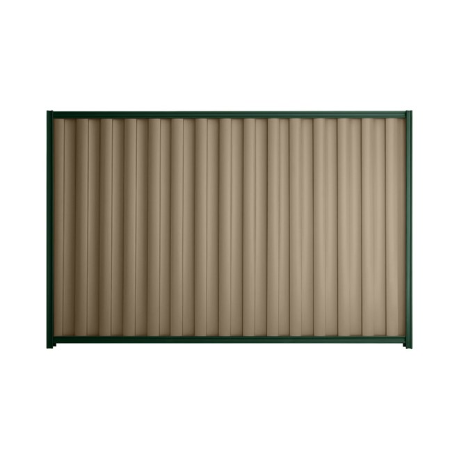 Good Neighbour® Wavelok® 1500mm High Fence Panel Sheet: Beige Post/Track: Caulfield Green