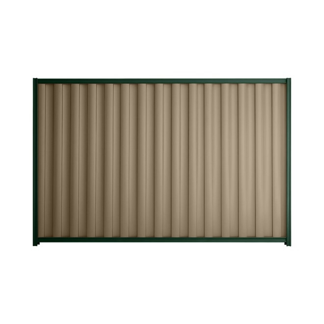 Good Neighbour® Wavelok® 1800mm High Fence Panel Sheet: Beige Post/Track: Caulfield Green