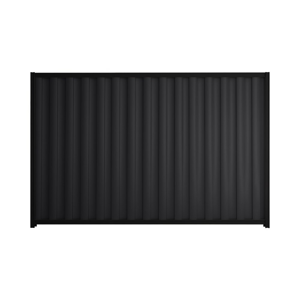 Good Neighbour® Wavelok® 2100mm High Fence Panel Sheet: Gun Metal Grey Post/Track: Ebony