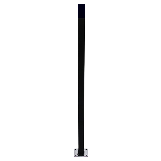 Aluminium Pool Fencing Post With Base Plate 50x50mm x 1600mm Black