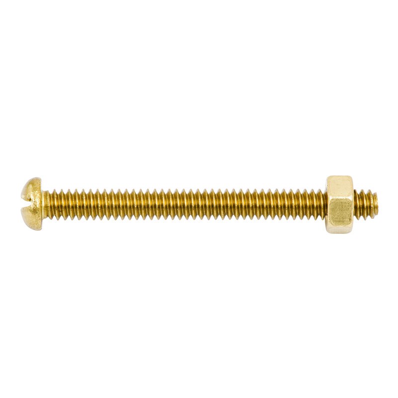 Brass Round Head Bolt And Nut 316 X 50mm 4 Pack