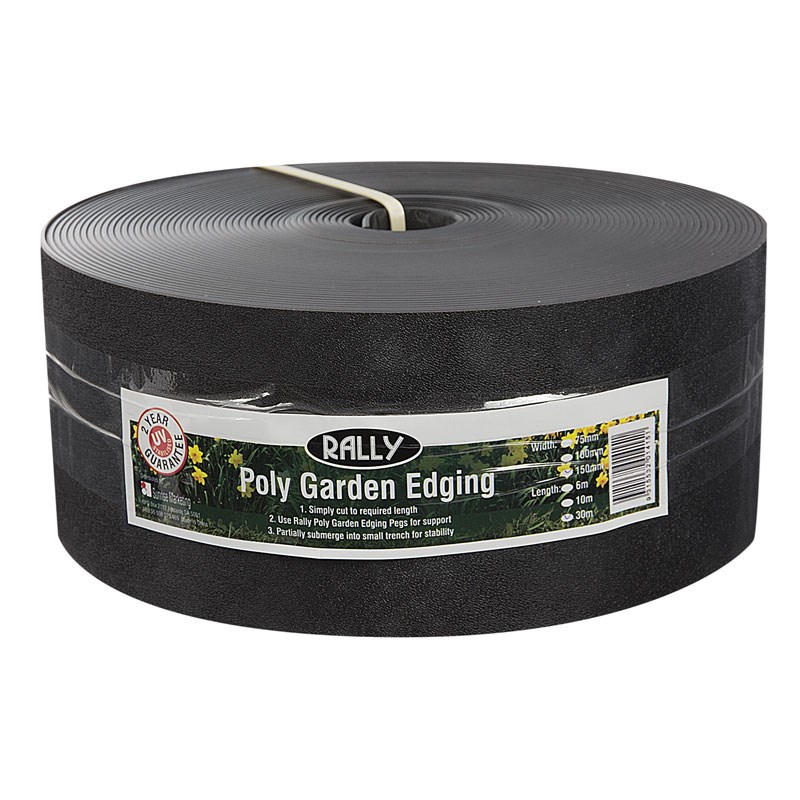 Rally 150mm x 30m Black Poly Garden Edging