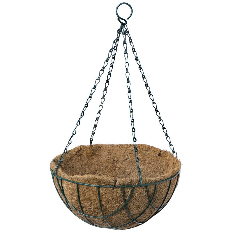 Clyde Garden Outdoor 30cm Black Wire Hanging Basket with Lining