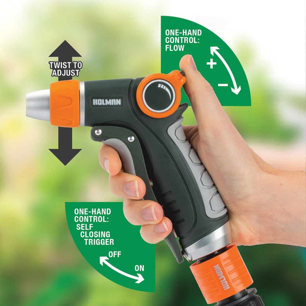 Adjustable Spray Pistol with Thumb Flow Control