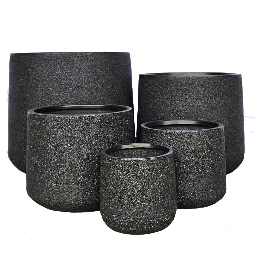 Modstone Cylinder Pot  Black Stone - Small