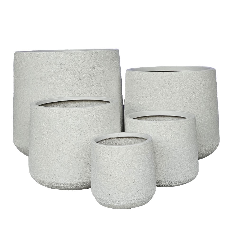 Modstone Cylinder Pot  White Stone  Small