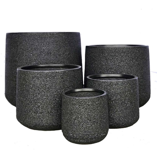 Modstone Cylinder Pot  Black Stone - Medium