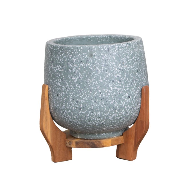 Oscar Drum Pot With Stand 19Cm Sage Tz