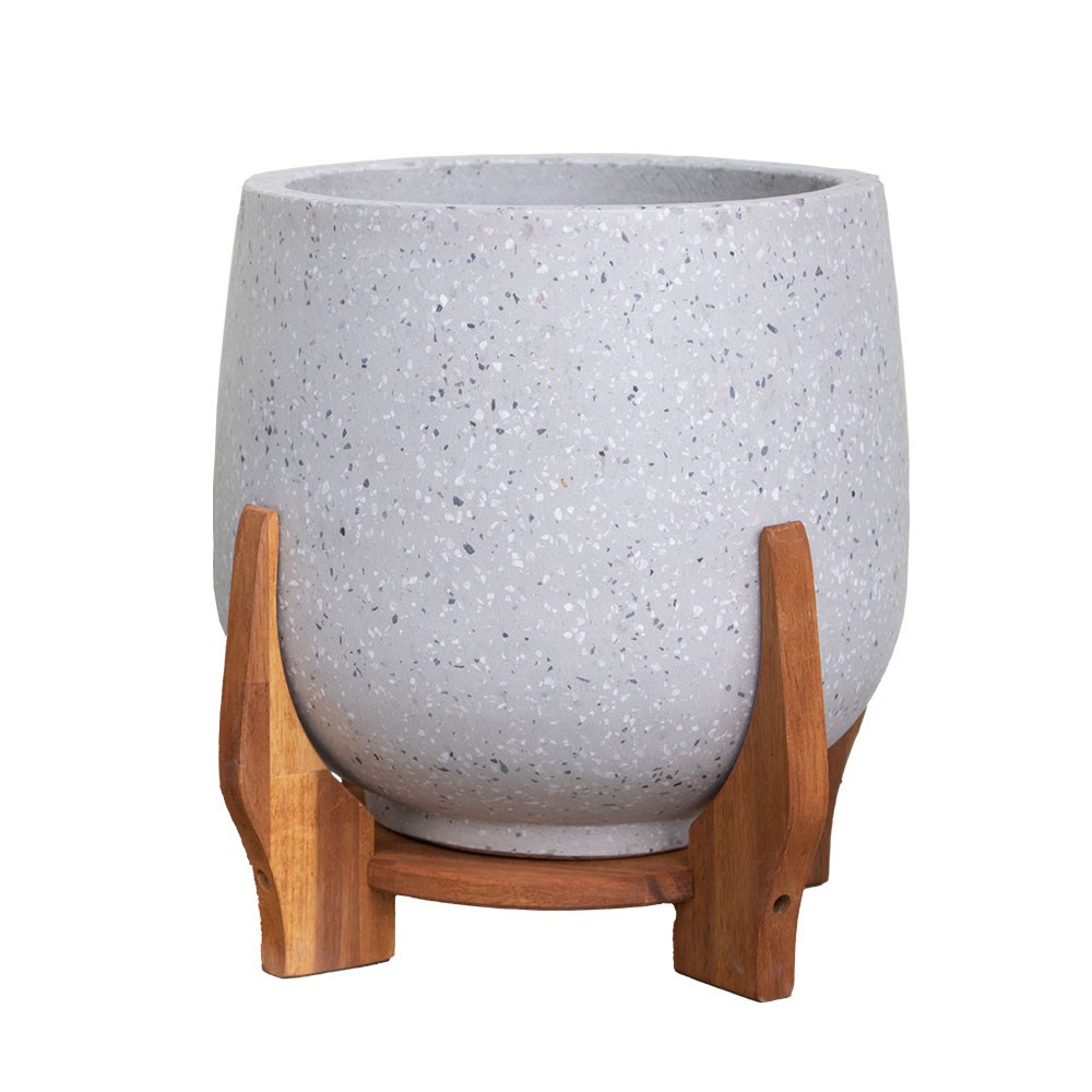 Ollie Drum Pot With Stand 26Cm Chalk Tz