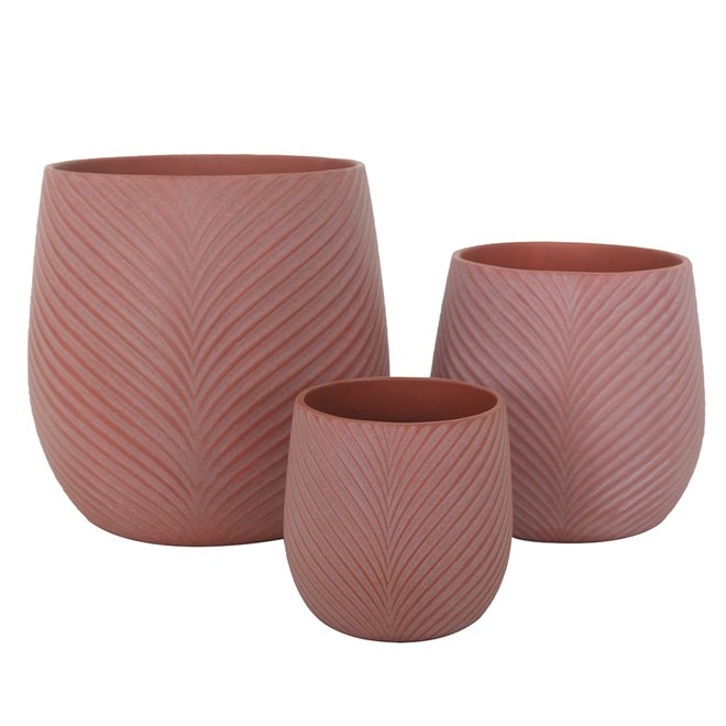 Drum Leaf Pot Terracotta Small