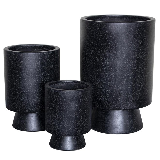 Cylinder Pedestal Pot Black Tz Small