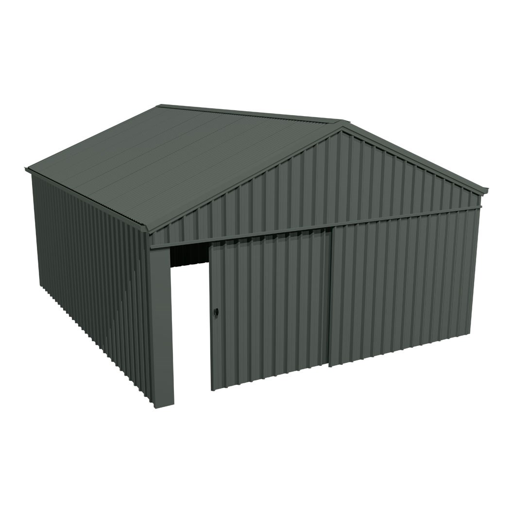 Domestic Gable Roof Shed Double Garage 5.45 x 6.21 x 2.4m Double Gable End Sliding Doors Slate Grey