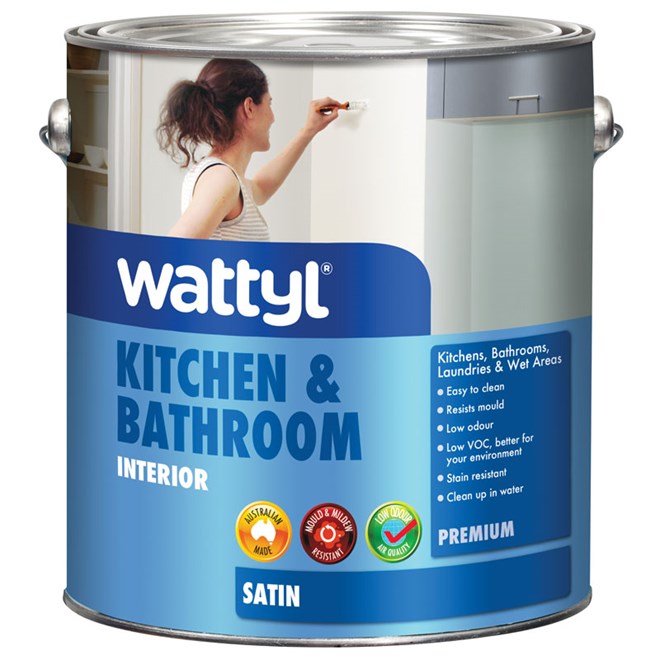 Wattyl Kitchen and Bathroom Interior Satin Paint 4L