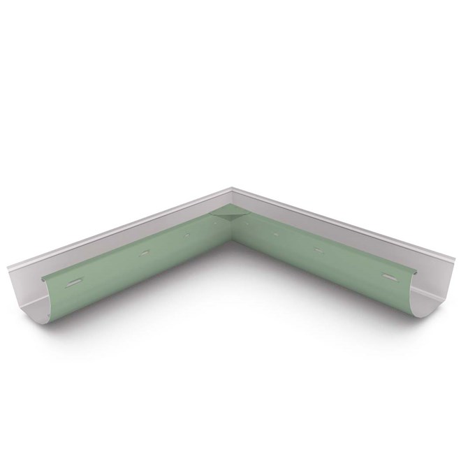 Quarter Round Gutter Internal Mitre Slotted Mist Green