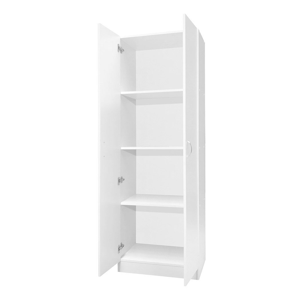 2 Door Slim Pantry Cabinet 4 Shelf 600mm White